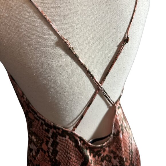 Victoria Secret Dress Small Pink Satin‎ Snakeskin Cowl Neckline Midi Slip Dress - Picture 7 of 8